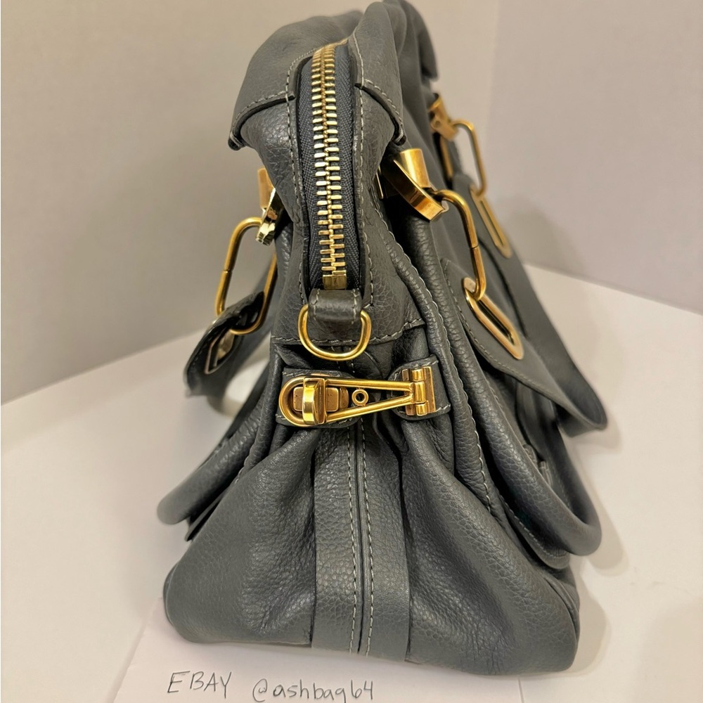 SOLD! Chloe Medium Paraty Gray Leather Handbag with Gold Hardware - Picture 4 of 15